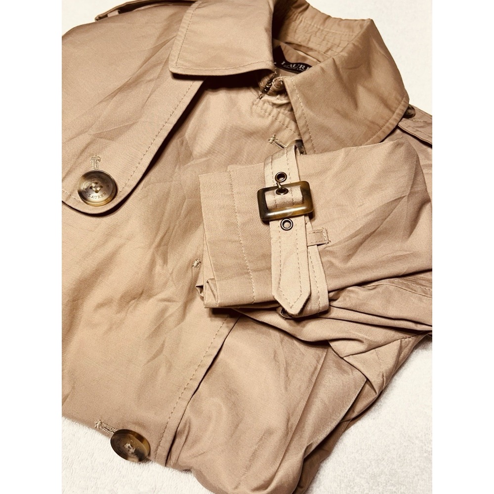 Lauren Ralph Lauren Short Trench Jacket Petite Small Sand Beige Double Breasted